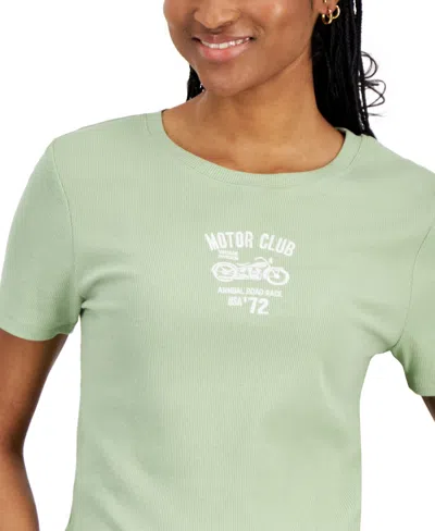 Shop Grayson Threads, The Label Juniors' Motor Club Graphic Ribbed T-shirt In Green