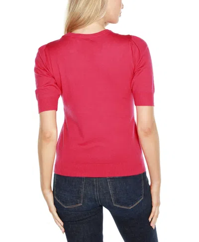 Shop Belldini Women's Rivet- Detail Puff-sleeve Sweater In Azaleago