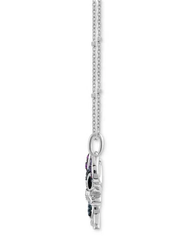 Wonder Fine Jewelry Disney  Multicolor Diamond Stitch 18" Pendant Necklace (1/6 Ct. T.w.) In Sterling In Sterling S