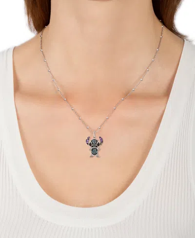 Wonder Fine Jewelry Disney  Multicolor Diamond Stitch 18" Pendant Necklace (1/6 Ct. T.w.) In Sterling In Sterling S