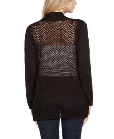 Shop Belldini Women's Hi-low Open-front Swing Cardigan Sweater In Black