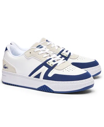 Shop Lacoste Men's L001 Lace-up Sneakers In White,navy