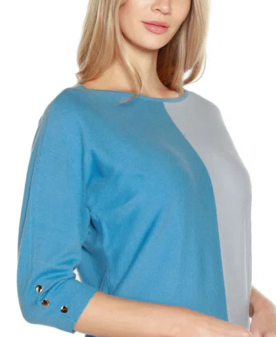 Shop Belldini Women's Colorblock 3/4-sleeve Dolman Sweater In Ppnkbgmg