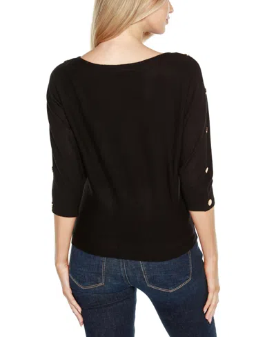 Shop Belldini Women's Rivet-trim Dolman-sleeve Sweater In Blk,gold