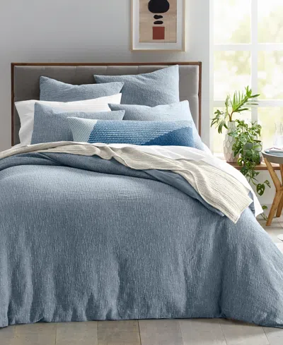 Shop Oake Ripple Matelasse Duvet Cover Set, Twin, Created For Macy's In Blue