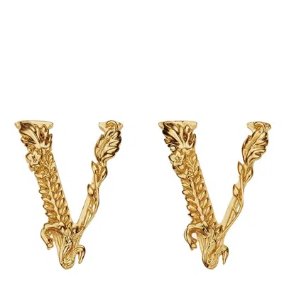 Shop Versace Virtus Stud Earrings In Gold