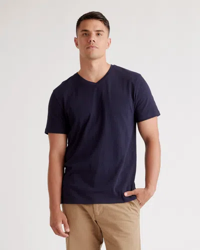 Shop Quince Men's Slub V-neck T-shirt In Navy