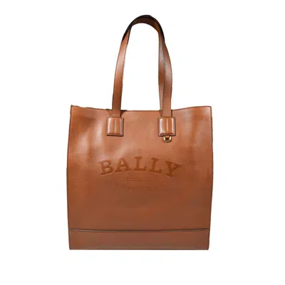Shop Bally Logo Embossed Tote Bag In Brown