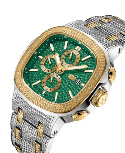 Jbw Heist Gmt Quartz Green Dial Unisex Watch J6380f In Silver