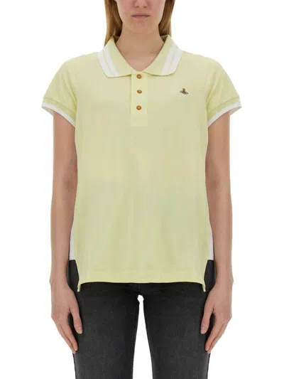 Shop Vivienne Westwood Orb Embroidered Polo Shirt In Yellow
