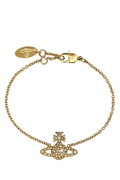 Shop Vivienne Westwood Logo Plaque Embellished Bracelet In Gold