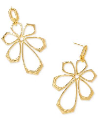 Shop Kendra Scott 14k Gold-plated Smooth & Textured Flower Statement Earrings In Gold Metal