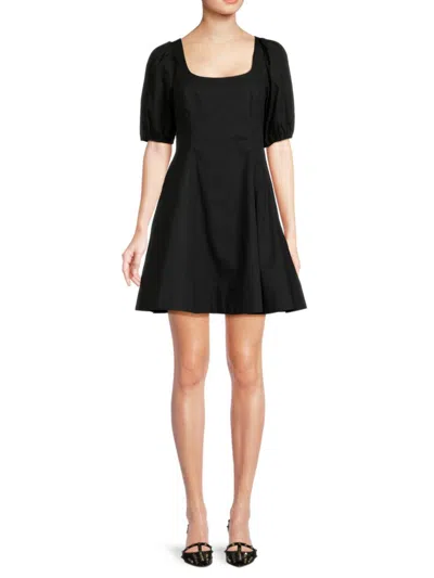Shop Staud Women's Laelia Solid Mini A-line Dress In Black