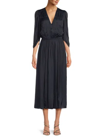 Shop Zadig & Voltaire Women's Ryoka Ruched Satin Maxi Dress In Encre