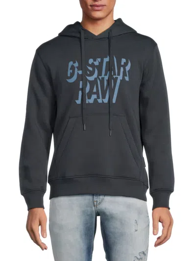 Shop G-star Raw Men's Retro Shadow Logo Hoodie In Blue