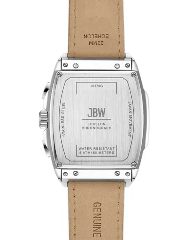 Shop Jbw Men's Echelon Chronograph White Genuine Calf Leather Watch, 41mm In Silver