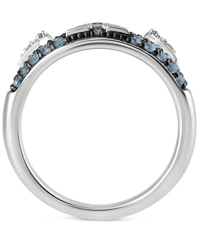 Wonder Fine Jewelry Marvel  Men's Swiss Blue Topaz (3/4 Ct. T.w.) & Diamond (1/10 Ct. T.w.) Captain A In Sterling Silver