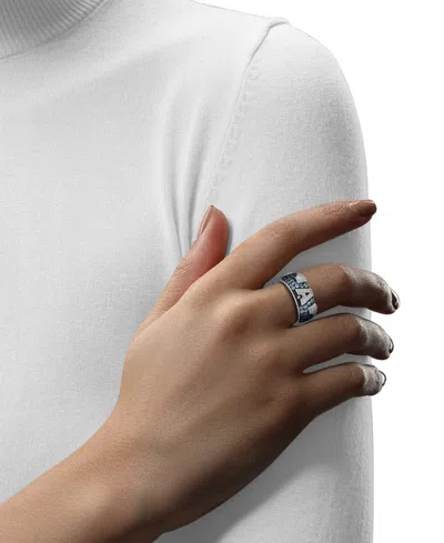 Wonder Fine Jewelry Marvel  Men's Swiss Blue Topaz (3/4 Ct. T.w.) & Diamond (1/10 Ct. T.w.) Captain A In Sterling Silver