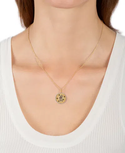 Wonder Fine Jewelry Disney  Diamond Winnie The Pooh Disc 18" Pendant Necklace (1/8 Ct. T .w.) In Gold In Gold-plated Sterling Silver