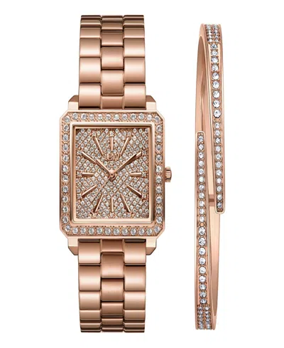 Shop Jbw Women's Cristal Quartz 18k Rose Gold-plated Stainless Steel Watch Set, 28mm
