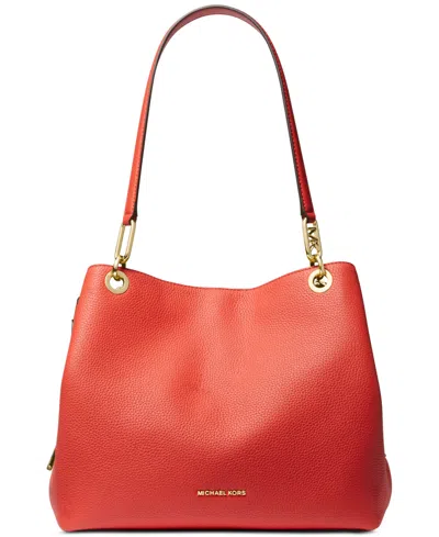 Shop Michael Kors Michael  Kensington Large Leather Tote In Spiced Coral