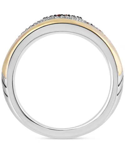 Shop Wonder Fine Jewelry Garnet (3/4 Ct. T.w.) & Diamond (1/10 Ct. T.w.) Ironman Ring In Sterling Silver & Gold-plate In Sterling Silver  Gold-plate
