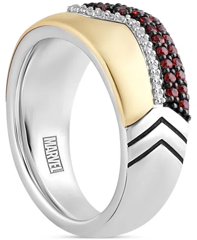 Shop Wonder Fine Jewelry Garnet (3/4 Ct. T.w.) & Diamond (1/10 Ct. T.w.) Ironman Ring In Sterling Silver & Gold-plate In Sterling Silver  Gold-plate