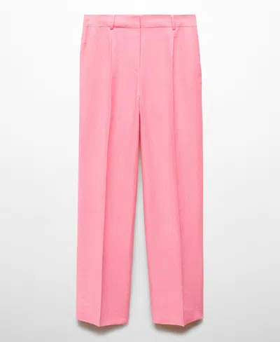 Shop Mango Women's Linen Suit Pants In Pink