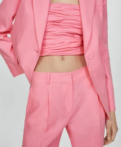 Shop Mango Women's Linen Suit Pants In Pink