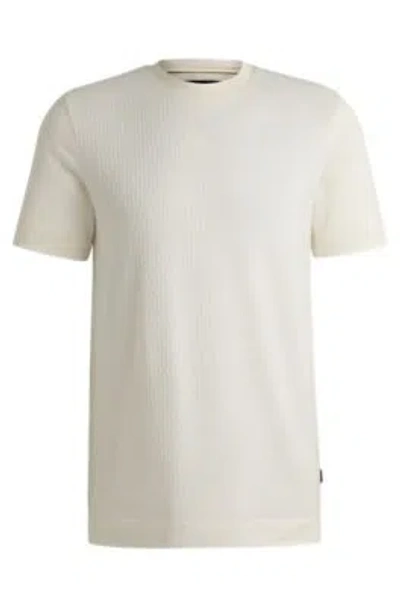Shop Hugo Boss Cotton-silk T-shirt With A Signature Quilted Effect In White