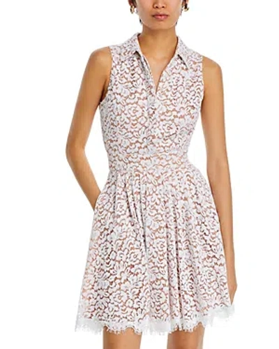 Shop Michael Kors Floral Lace Shirt Dress In Optic White