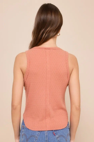 Shop Lulus Simple And Carefree Terra Cotta Ribbed Pointelle Tank Top In Orange
