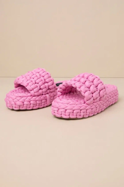 Shop Shu Shop Keiko Pink Braided Fabric Platform Slide Sandals
