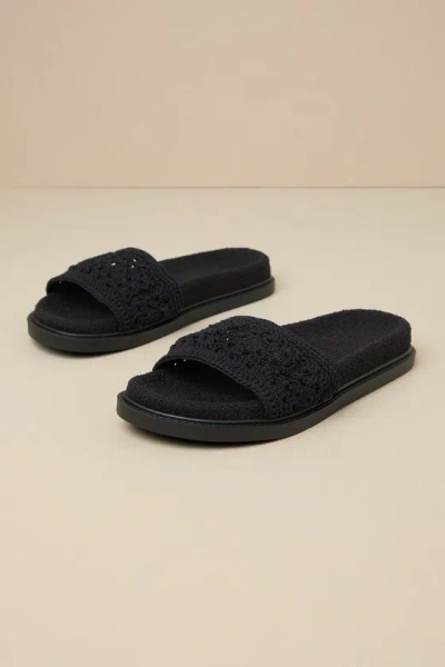Shop Lulus Lahahana Black Crochet Slide Sandals