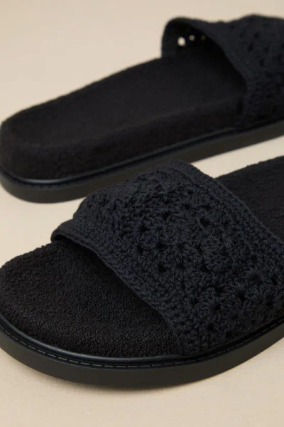 Shop Lulus Lahahana Black Crochet Slide Sandals