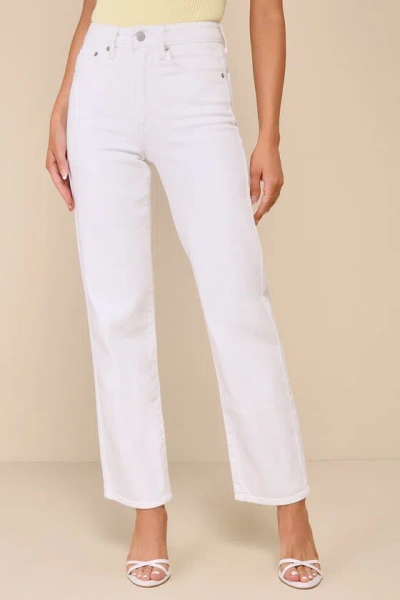 Shop Just Usa Stylish Journey White Denim High-rise Straight Leg Jeans