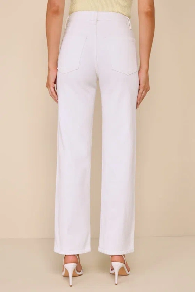 Just Usa Stylish Journey White Denim High-rise Straight Leg Jeans In White