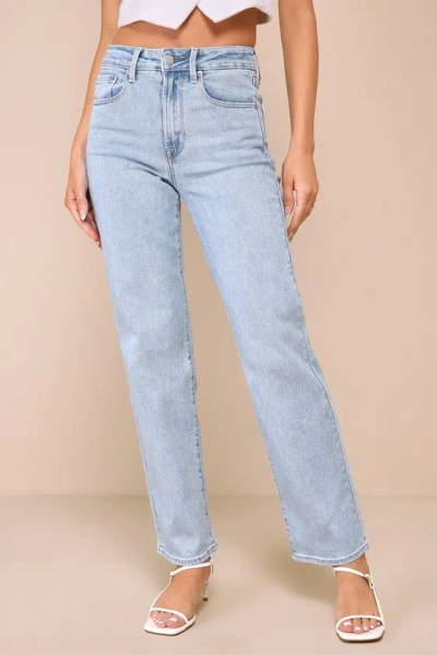 Shop Just Usa Stylish Journey Light Wash Denim High-rise Straight Leg Jeans In Blue