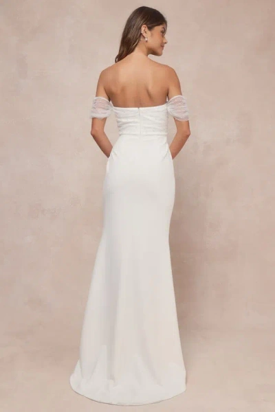 Lulus Profound Glamour Ivory Pearl Off-the-shoulder Tulip Maxi Dress In Ivory