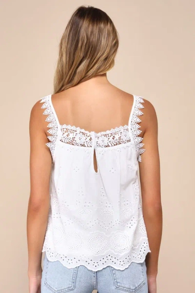 Lulus Airy Impression White Eyelet Embroidered Crochet Lace Tank Top In White