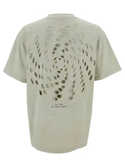Shop M44 Label Group Beige T-shirt With Logo Embroidery And Cut-out In Cotton Man In Dirty White+gyps