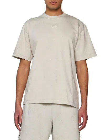 Shop M44 Label Group Beige T-shirt With Logo Embroidery And Cut-out In Cotton Man In Dirty White+gyps