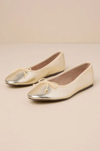 Chinese Laundry Audrey Gold Metallic Bow Ballet Flats In Gold