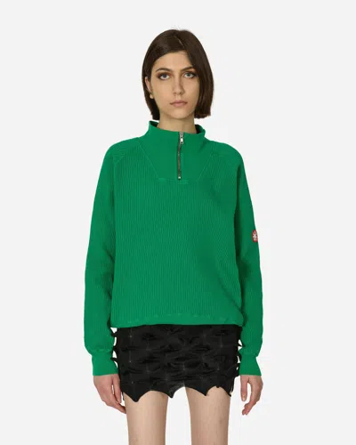 Shop Cav Empt Overdye Wide Rib Cut Half Zip Sweatshirt In Green