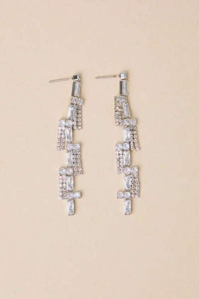 Shop Lulus Upgraded Glamour Silver Rhinestone Drop Earrings