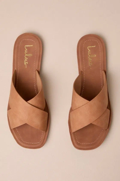 Shop Lulus Makoa Honey Flat Slide Sandals In Brown