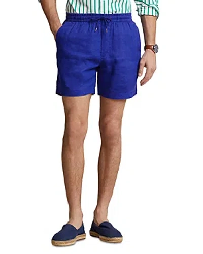 Shop Polo Ralph Lauren Linen Classic Fit 6 Drawstring Shorts In Blue