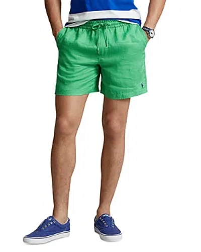 Shop Polo Ralph Lauren Linen Classic Fit 6 Drawstring Shorts In Green