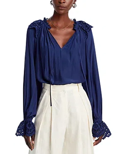 Shop Ramy Brook Lilian Blouse In Spring Navy