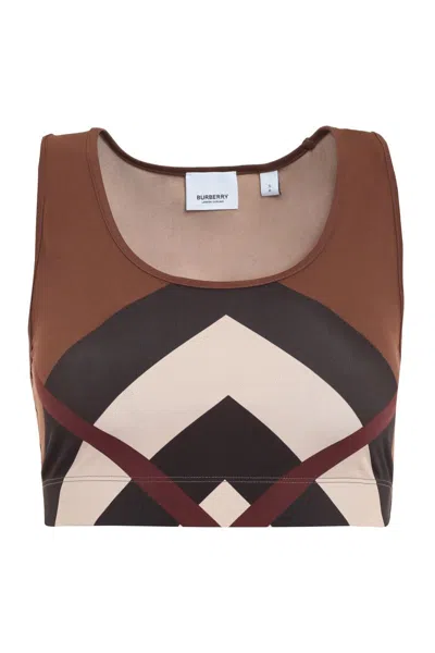 Shop Burberry Printed Jersey Top In Brown